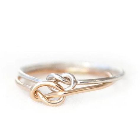 Love Knot Ring Set Heart Infinity Ring, Rose Gold Stackable Rings, Gold Knot Ring, Gold Minimalist Jewelry, Love Knot Ring, Gold Promise Rings, Real Gold Jewelry, Friendship Rings, Initial Necklace Gold