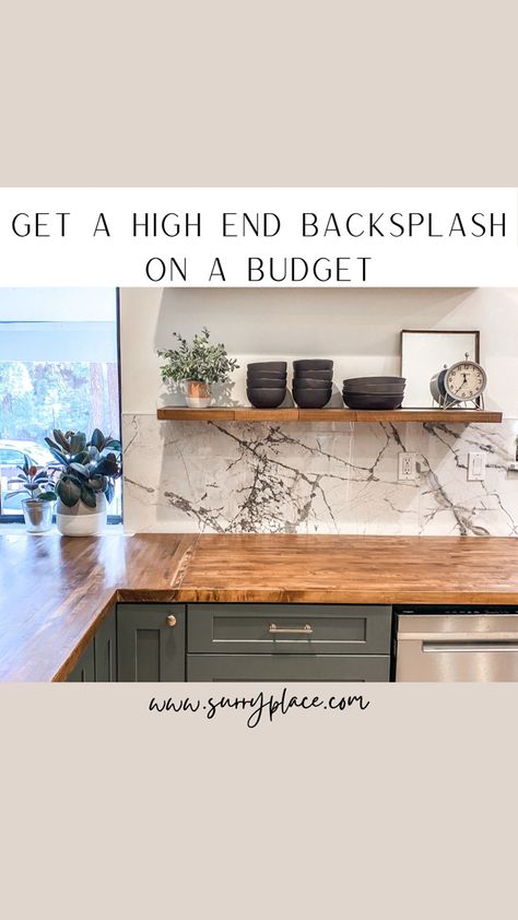 Budget Kitchen Backsplash Ideas, Butcher Block Backsplash Ideas, Backsplash On A Budget, Tile 2023, Marble Tile Backsplash Kitchen, Large Kitchen Tiles, Porcelain Tiles Kitchen, Marble Tile Kitchen, Slab Backsplash