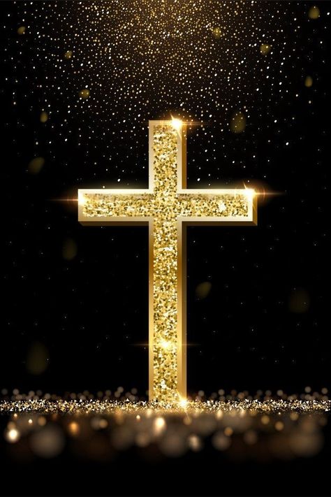 Luck Wallpaper, Jesus Cross Wallpaper, Gold And Black Wallpaper, Scripture Images, Golden Cross, Church Backgrounds, Cross Wallpaper, Jesus Wallpaper, Cross Art