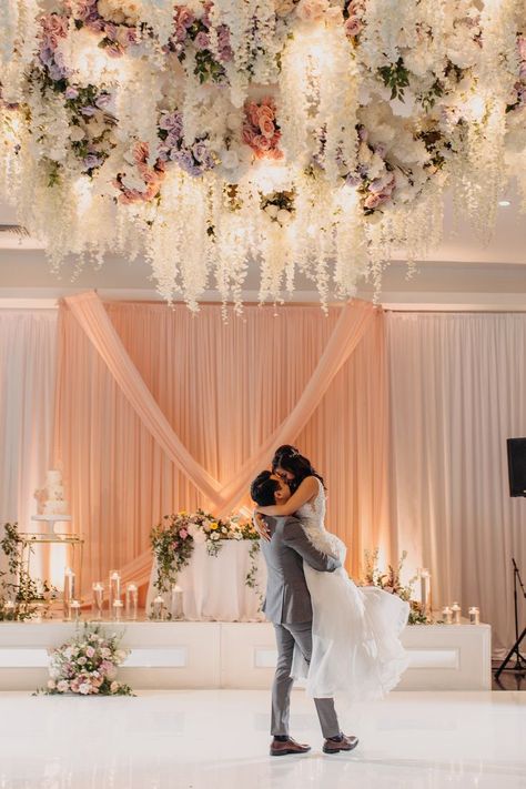 Bride and groom perform their first dance at Venue By Three Petals. Wedding Venue Luxury, Summer Wedding Venues, Indoor Wedding Reception, Vietnamese Wedding, Indoor Wedding Receptions, Wedding First Dance, Bridal Ball Gown, Wedding Petals, Spring Wedding Inspiration