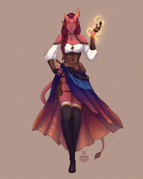 [OC] [Art] Naya Strivani - Redraw of my first character a year later : DnD Dnd Tiefling Horn Jewelry, Dnd Succubus, Draconic Sorcerer, Tiefling Art, Female Tiefling, Tiefling Female, Dnd Tiefling, Dnd Bard, Tiefling Bard