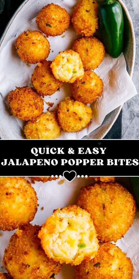 Amazing Jalapeño Popper Bites filled with creamy chadder cheese, grated potato & tiny jalapeno pieces. Fried till crispy shell on the ouside & soft inside. A must try jalapeño recipe! Popper Bites, Popper Casserole, Potato Bites Recipe, Jalapeno Bites, Jalapeno Popper Bites, Munchkin Time, Quick Foods, Drink Recipies, Jalapeno Popper Recipes