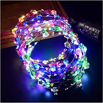 Led Flower Crown, Halloween Crown, Glow Hair, Led Flower, Flower Headdress, Flower Crown Headband, Holiday Christmas Party, Wedding Headdress, Led Fairy Lights