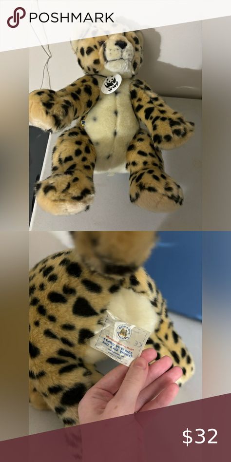 Build A Bear 16" Retired WWF Cheetah Tag Series Plush Toy Collectibear Build A Bear Smallfrys, Build A Bear Pokemon, Build A Bear Cheetah, Build A Bear Collection, Build A Bear Dog, Build A Bear, Plush Toy, Tags, Toys