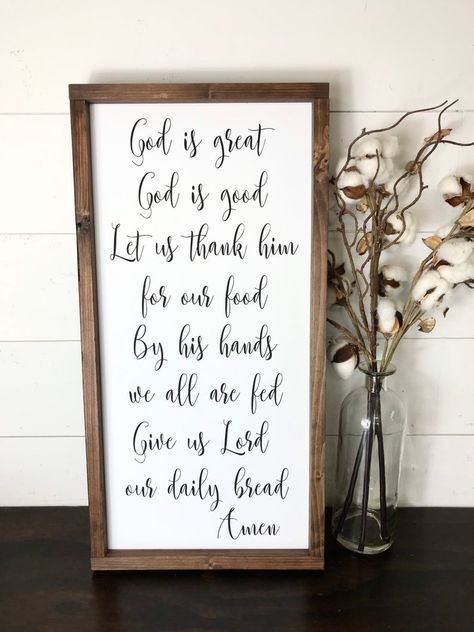 God is Great God is Good Meal Prayer Sign Christian Kitchen | Etsy Godly Home Decor, Meal Prayer, Christian Kitchen Decor, Food Prayer, Deep Christian Quotes, God Is Great, Prayer Signs, Faith Sign, Frame Sign