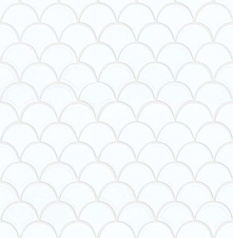 CS99V Geoscape Scalloped Scale Fan Tile Glazed Ceramic Mosaic 00100 White White Flooring, Mermaid Tile, Victoria 1, Ceramic Mosaic, Tile Texture, Glazed Ceramic Tile, Shaw Floors, Ceramic Mosaic Tile, Mosaic Wall Tiles