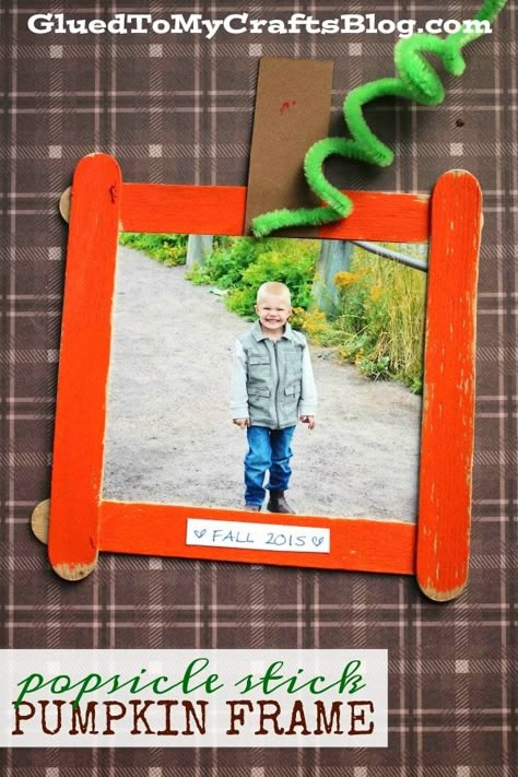 Popsicle Stick Pumpkin, Pumpkin Crafts Preschool, Preschool Pictures, Pumpkin Patch Pictures, Preschool Crafts Fall, Toddler Craft, Fall Preschool Activities, Pumpkin Activities, Picture Frame Crafts