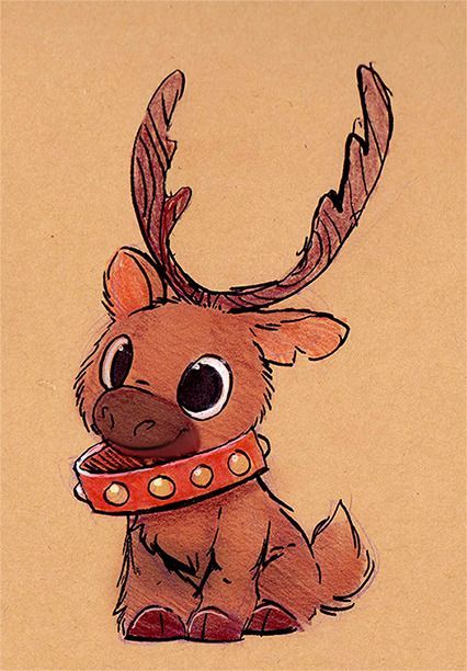 This is so cute and I think you had a good chrisme Reindeer Drawing, Christmas Drawings, Cute Christmas Wallpaper, Wallpaper Tumblr, Daily Painting, Christmas Drawing, Dessin Adorable, Christmas Paintings, Cool Art Drawings