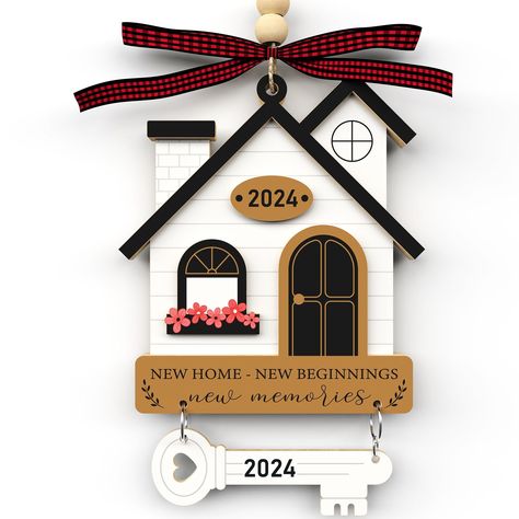 PRICES MAY VARY. Basswood 🏘️NEW HOME ORNAMENT 2024: NEW DESIGN House with Lucky Key 2024, Let our New Home Wood Ornament be a symbol of the new chapter in your life. Suitable for new home ornament 2024, new house ornament 2024, 1st christmas in new home ornament, funny new home gifts for home, house gifts for new home, gifts for a new home, new home gifts for couple,... 🏘️HOUSE ORNAMENT WITH KEY DESIGN: Our ornament is crafted by premium quality wood, the pattern is expertly printed on a 2-lay New House Christmas Ornament, Gifts For New House, New Home Gift Ideas, Custom Staircase, First Home Ornament, Home Gift Ideas, Glowforge Ideas, Unique Interiors, Housewarming Decorations