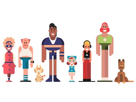 Characters flat by Diego Jardim on Dribbble Book Reference Drawing, Character Design Vector, 642 Things To Draw, Flat Character Design, Storyboard Examples, Shapes Illustration, Minimalist Cartoon, Car Animation, Men Character