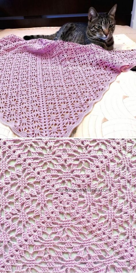 Beautiful Lace Crochet Blankets. If you’re looking for an easy and really cute crochet blanket for a baby, this one in the pictures below will make you really happy! The finished size is approximately 90 cm length x 90 cm width (35 inches x 35 inches). #freecrochetpattern #blanket #throw Crochet Lace Blanket Free Pattern, Crochet Lace Baby Blanket, Floral Afghan Crochet Patterns, Crochet Bed Throw Free Pattern, Lace Baby Blanket Crochet Free Pattern, Lacy Crochet Blanket, Superfine Yarn Crochet Patterns, Afgan Blankets Crochet, Lace Afghan Crochet Pattern