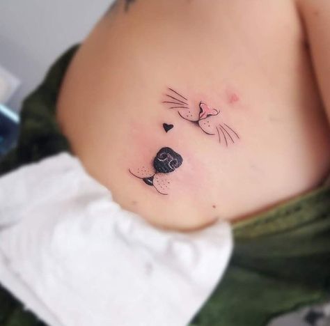 2 Cats And A Dog Tattoo, Cat And Dog Matching Tattoo, Cat Nose Tattoo, Dog And Cat Tattoo Together, Dog Nose Tattoo, Dog And Cat Tattoo, Cat Dog Tattoo, Dog Mom Tattoo, Dog Cat Tattoo