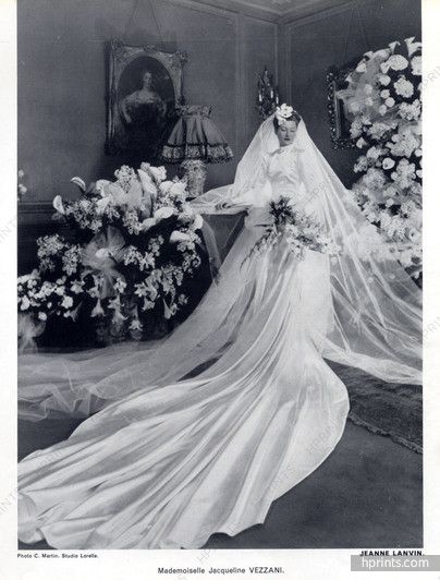 Jeanne Lanvin 1939 Jacqueline Vezzani, Wedding Dress, Photo C.Martin Lanvin Wedding Dress, Nostalgic Photography, Fashion Study, Vintage Bridal Fashion, Vintage Foto's, Popular Wedding Dresses, Vintage Brides, Vintage Wedding Photos, Jeanne Lanvin