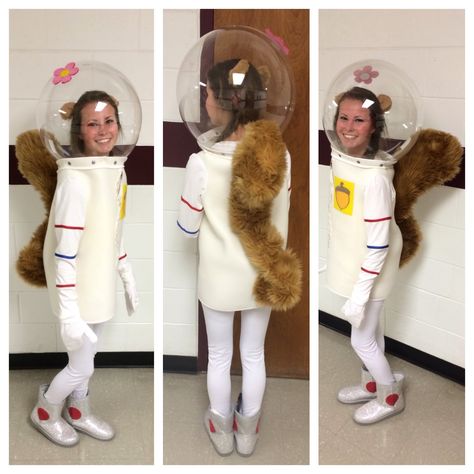 Character Day, Spirit Week, Sandy Cheeks Costume, DIY, Sewing, Spongebob Squarepants, Halloween Sandy Cheeks Costume, Character Day Spirit Week, Carnaval Make-up, Spongebob Costume, Diy Fantasia, Character Day, Meme Costume, Sandy Cheeks, Diy Halloween Costumes For Kids