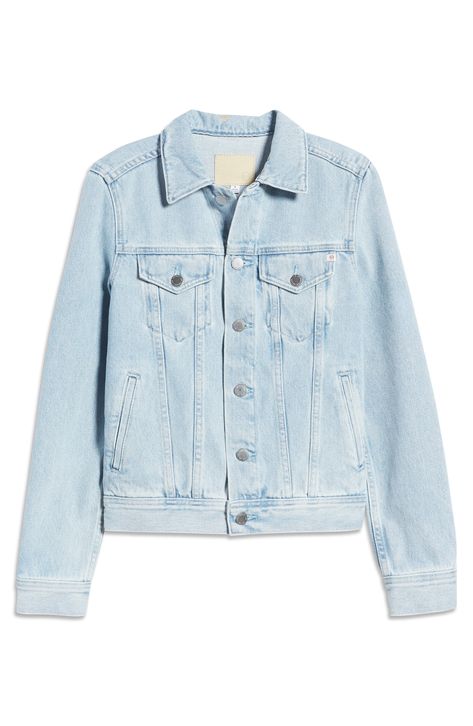 A denim jacket with a light, powdery wash showcases a feminine fit and an embroidered mountain range scene for nature-inspired style. 21" length Spread collar 100% cotton Machine wash, tumble dry Imported Light Jean Jacket, Light Color Jeans, Light Denim Jacket, Jeans Jacket, Mountain Range, Light Denim, Nature Inspired, Jean Jacket, Nordstrom Rack