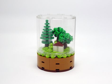 terrarium Small Lego Sets, Lego Terrarium, Lego Tree, Easy Lego Creations, Lego Furniture, Lego Sculptures, Micro Lego, Lego Display, Lego Christmas