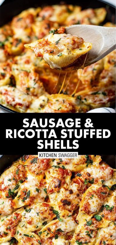 Jumbo Stuffed Shells, Kitchen Swagger, Sausage Stuffed Shells, Sausage Ricotta, Egg Baked, Ricotta Stuffed Shells, Shells Recipe, Italian Sausage Recipes, Stuffed Shells Recipe