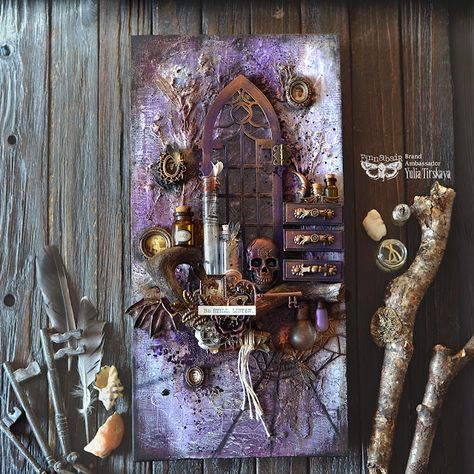 Finnabair: August Brand Ambassadors' Spotlight Altered Art Canvas, Finnabair Mixed Media, Finnabair Art, Steampunk Mixed Media, Mixed Media Art Techniques, Gothic Themes, Metal Embellishments, Polish Artist, Collage Elements