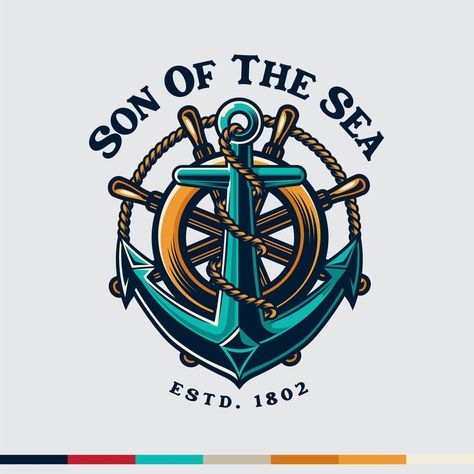 Sailor Logo Design, Anchor Illustration Art, Ship Illustration Vector, Anchor Logo Design Graphics, Anchor Illustration, Pirate Vector Illustration, Compass Vector, Anchor Icon, Ship Vector