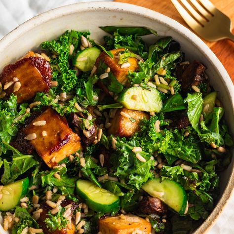 Miso Kale, Mushrooms Salad, Grilled Zucchini Salad, Avocado Skillet, Salad Cauliflower, Salad With Tofu, Cauliflower Rice Salad, Miso Recipe, Seed Salad