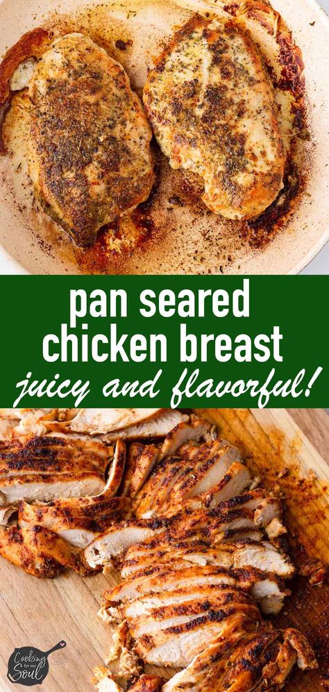 This Pan Seared Chicken Breast recipe always yields juicy and flavorful results. I show you all the tips and tricks you need to make the juiciest and most flavorful pan seared chicken breasts on the stove top. How To Cook Chicken On The Stove, Chicken Breast Stove Top, Stove Top Chicken Breast Recipes, Pan Seared Chicken Breast Recipes, Pan Roasted Chicken Breast, Stove Top Chicken Breast, Stove Top Chicken, Pan Seared Chicken Breast, Chicken Receipes