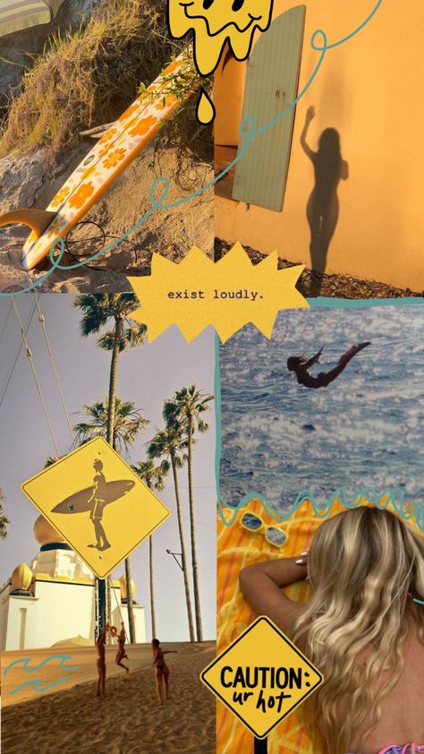 Beachy Aesthetic Wallpaper Collage, Beachy Aesthetic Wallpaper, Aesthetic Wallpaper Collage, Beachy Wallpapers, Beachy Wallpaper, Surfer Aesthetic, Beach Wall Collage, Surf Aesthetic, Beachy Aesthetic