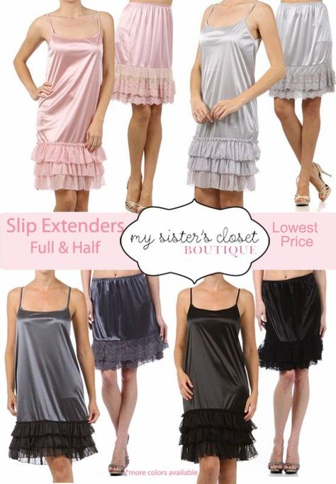 Skirt Extender Outfit Ideas, Shirt Extenders, Slip Extender, Shirt Extender, Skirt Extender, Dress Extender, Fashion Skirts, Half Slip, Slip Skirt