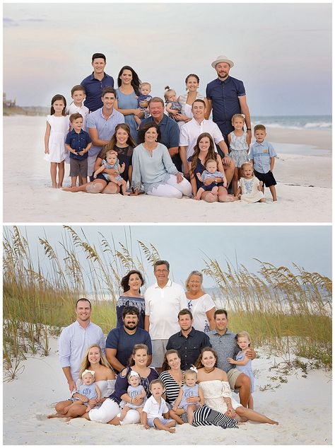 Beach Picture Clothing Ideas Family Pics, Beach Photo Attire Family, Outfits For Beach Photoshoot Family Pics, Large Family Photo Outfits Beach, Mexico Beach Family Photos Outfits, Beach Pictures Family Colors, Beach Pictures Large Family, Outfits For Beach Pictures Family, Family Of 11 Photo Shoot