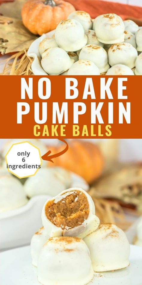 This no bake pumpkin cake ball recipe is a simple, but delicious fall dessert. You can make pumpkin cake balls with spice cake mix or pumpkin bread. These pumpkin cake balls with cream cheese are coated in white chocolate. Dessert Balls Recipes, Cake Ball Recipes Easy, Pumpkin Spice Cake Balls Easy, Spice Cake Balls Recipe, Pumpkin Cake Balls Recipe, Pumpkin Spice Cake Pops Recipe, Pumpkin Cake Balls Easy, Pumpkin Pie Cake Balls, Pumpkin Cream Cheese Balls