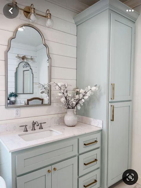 Light Blue Bathroom, Bathroom Redesign, Coastal Bathrooms, Hall Bathroom, Allen Roth, Bathroom Remodel Designs, Tile Shower Ideas, Bathroom Inspiration Decor, Upstairs Bathrooms