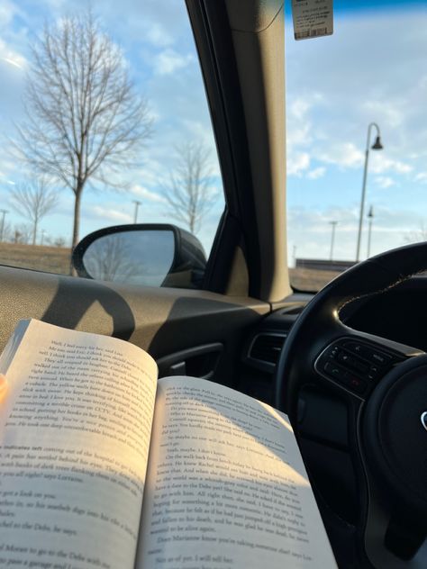 Reading in the car aesthetic> Book In Car Aesthetic, Reading In Car Aesthetic, Living In Car Aesthetic, Car Asthetic Picture, Romantasize Life, Car Backseat Aesthetic, In The Car Aesthetic, Reading In The Car, Reading Aesthetics