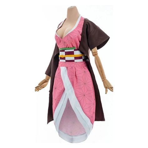 Kny Outfit, Fitted Anime Print Cosplay Costume, Goku Outfit, Nezukos Kimono, Kimono Cosplay Anime, Demon Slayer Kamado, Harajuku Style Pink Cosplay Costume With Anime Print, Pink Harajuku Style Anime Print Cosplay Costume, Chic Black Outfits