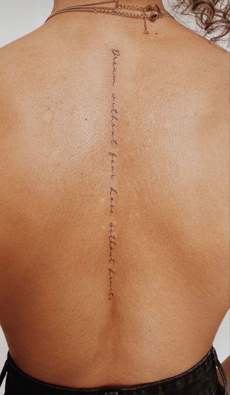 Elegant and Meaningful: Top 50 Spine Tattoo Ideas in 2022 Spine Tattoo Quotes, Back Tattoo Women Spine, Spine Tattoo Ideas, Tato Minimal, Minimal Tattoos, Writing Tattoos, Petite Tattoos, Spine Tattoos For Women, Classy Tattoos