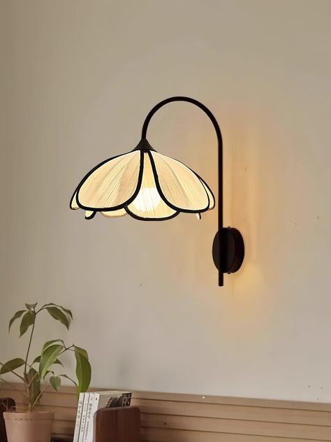 Enhance your space with our exquisite Burnt Petal Wall Lamp. Its unique design blending traditional and modern aesthetics creates a cozy ambiance. Illuminate your surroundings with elegance and embrace the essence of Japanese culture. 
 What does it mean to set of 2? It simply means that there are two lights, each with the separate quantity indicated, in the order & packaged together. 
 If you have any questions about our products, please contact us and we will get back to you within 24 hours.  
 >>> 
 
 Product Size 
 Size: Dia 30cm x W 37cm x H 40cm /  11.8 x W 14.6 x H 15.7  
 Details 
 Material: Natural plant fiber, Metal. 
 Light source: LED bulb or Edison bulb. 
 Light source base type:  E26 or E27 . 
 Voltage: AC 110-240V. 
 Mountin Wall. 
 Moisture resistance: IP 20 Da Aesthetic Lamps, Bedroom Wall Light, Bedroom Lighting Ideas, Lamp Ideas, Japanese Decor, Cozy Ambiance, Edison Bulb, Lamp Sets, Dream House Decor