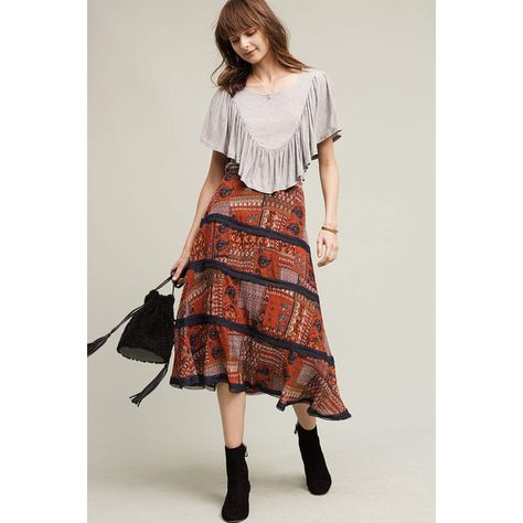 Eva Franco Maroue Patchwork Skirt (170 CAD) ❤ liked on Polyvore featuring skirts, red motif, calf length skirts, eva franco, patchwork skirt, midi skirt and tiered skirt Skirt Petite, Bohemian Skirt, Patchwork Skirt, Festival Looks, Winter Weather, Flowy Skirt, Women Skirts Midi, Holiday Fashion, Spring Fashion