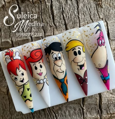 Cartoons Nails, Comic Nail Art, Comic Nails, Character Nail Art, Nails Cartoon, Cartoon Nail Designs, Character Nails, Cartoon Nail Art, Negative Space Nail Art