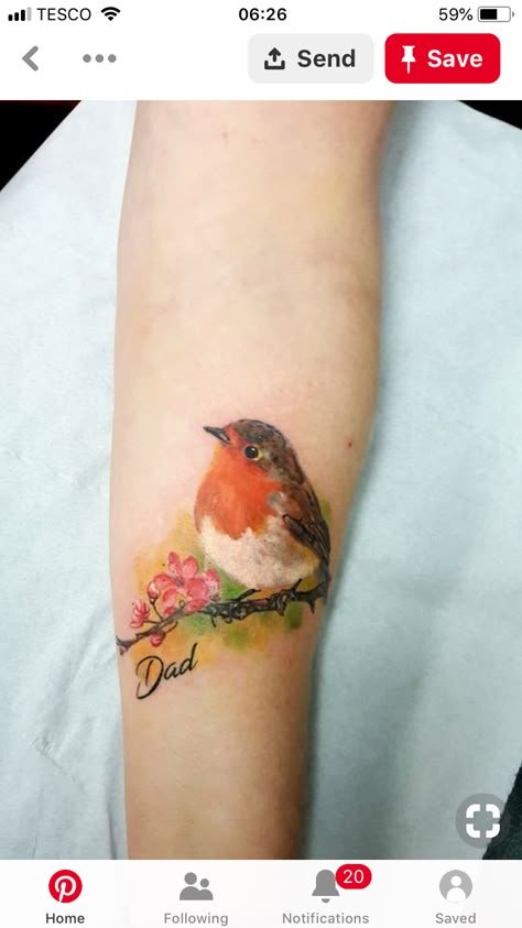 Branch Tattoo Arm, Robin Bird Tattoos, Holy Grail Tattoo, Bird Tattoo Sleeves, Robin Tattoo, Vogel Tattoo, Branch Tattoo, Poppies Tattoo, Tatuaje A Color