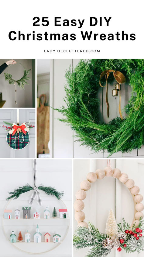 DIY Christmas wreaths. How To Make Your Own Christmas Wreath, Mini Christmas Wreaths Diy, Small Christmas Wreath Ideas, Easy Diy Wreaths For Front Door, Simple Christmas Wreaths, Real Christmas Wreaths, Christmas Gift Tags Diy, Christmas Crafts To Sell, Easy Wreaths