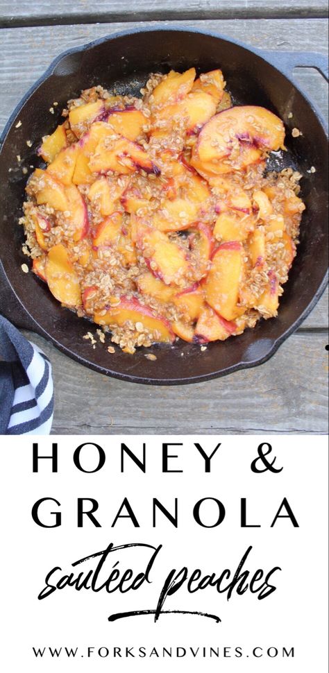 Sauteed Peaches And Ice Cream, Sautéed Peaches, Sauteed Peaches, Peach Healthy, Honey Snacks, Honey Granola, Honey Oats, Easy Summer Desserts, Favorite Dessert Recipes