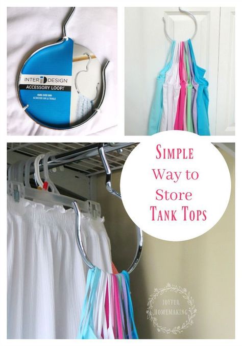 Camisole and Tank Top Organization Diy Clothes Organizer Storage Ideas, Organizing Tank Tops, Diy Clothes Organizer, Tank Top Organization, Clothes Organizer Storage, Diy Clothes Organiser, Apartment Closet Organization, Closet Organization Tips, Organization Hacks Bedroom