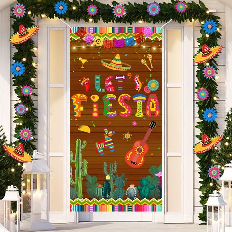 PRICES MAY VARY. Oxford Let’s Fiesta Design: The fiesta party decorations fiesta door cover measure approx 70.8x35.4inch, which is large enough to hang it on the door. The fiesta door cover is printed with rich and colorful fiesta and Mexican party elements, including “Let’s Fiesta” letters,etc,which fit well with fiesta and Mexican party theme and may give you a wonderful fiesta and Mexican party time. Easy to Decor: Don't worry! the fiesta party decorations door cover is very convenient to dec Mexican Birthday Party, Hispanic Heritage Month Crafts, Mexican Fiesta Decorations, Spanish Classroom Decor, Mexican Birthday Parties, Mexican Party Decorations, Mexican Birthday, Fiesta Party Decorations, Mexican Party Theme