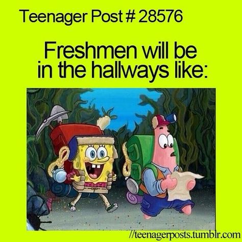 😂 @funny.texts 😂 Freshman Backpack, Freshman Memes, Funny Spongebob Memes, Posts On Instagram, Spongebob Funny, Spongebob Memes, School Memes, Instagram Funny, What’s Going On