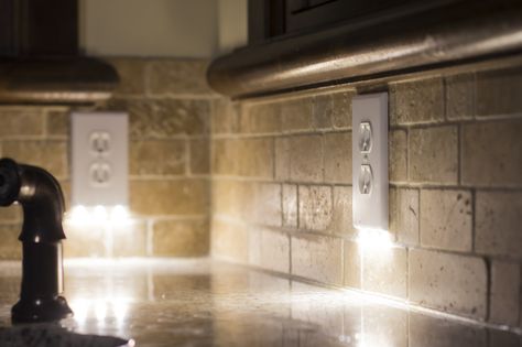 Pathway lighting that requires no batteries or wiring. #1 Nightlight in history.   #SnapPower #Nightlight #DIY #Easy #Saveforlater #Homeimprovement Wall Night Light, Night Angel, Wall Outlet Covers, Old Plates, Living Room Accessories, Light Building, Pathway Lighting, Friday Night Lights, Farm Style