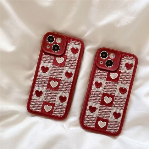 Heart Embroidery Plaid Phone Case - iPhone 13 Pro Max / 13 Pro / 13 / 13 mini / 12 Pro Max / 12 Pro / 12 / 12 mini / 11 Pro Max / 11 Pro / 11 / SE / XS Max / XS / XR / X / SE 2 / 8 / 8 Plus / 7 / 7 Plus Product Information Material: TPU Color: Red Iphone 13 Red Case, Iphone 13 Mini Red, Iphone 13 Red, Plaid Phone Case, Casetify Cases, Red Iphone Case, Kawaii Phone, Red Cases, Phone Inspo