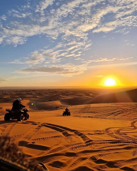 One of the best experiences you should try is the quad bike ride in the picturesque golden sands of the desert🏜️🌵 . . . . . #morocco_great_tour #africa #desert #morocco #quad #sunset #motorcycle #africanaccesories Sunset Motorcycle, Africa Desert, Desert Morocco, Quad Biking, Funky Fonts, Morocco Tours, Desert Tour, Dubai Desert, Quad Bike