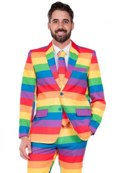 Women's Pride Clothing | Tipsy Elves Rainbow Suit, Gay Clothes, Rainbow Costume, Rainbow Costumes, Modern Tailor, Suit Tie, Party Suits, Pride Outfit, Striped Jacket