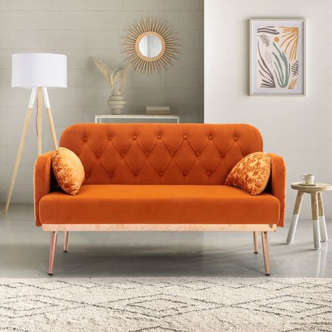 2022 Furniture Trends | Hunker Accent Sofa, Velvet Loveseat, Modern Loveseat, Couch And Loveseat, Inspire Me Home Decor, Orange Velvet, Comfortable Sofa, Loveseat Sofa, Velvet Sofa