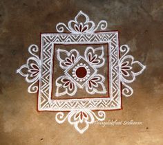 Rangoli and Art Works: FREEHAND SQUARE KOLAM Square Rangoli Design, Square Rangoli, Patterns Mandala, Quilling Jewellery, Ideas For Embroidery, Indian Rangoli Designs, Alpona Design, Rangoli Simple, Simple Kolam