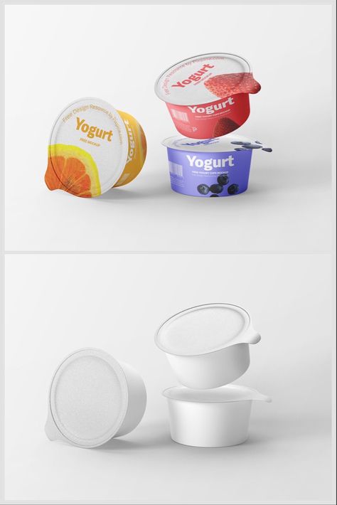 Besides different health benefits, it comes in different shapes of packaging and most brands try to make the packaging more colorful and attractive. Today’s free mockup is Yogurt Cups, this free mockup PSD features three cups of yogurt placed in different compositions. #free #mockup #cup #yogurtcup #branding #packaging #cupmockup #psdtemplate #photoshopmockup #design #print Yoghurt Packaging, Yogurt Brands, Yogurt Packaging, Food Mockup, Package Mockup, App Design Layout, Free Packaging Mockup, Free Mockup Templates, Free Photo Frames