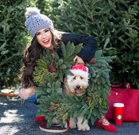 Emily Gemma Christmas Outfit. The Sweetest Thing Blog #Christmas #Winteroutfit Christmas Outfits For Family Pictures, Christmas Outfit Ideas For Family, Holiday Card Pictures, Dog Christmas Photos, Dog Christmas Pictures, Dog Christmas Card, Family Christmas Pictures, Dog Photoshoot, The Sweetest Thing